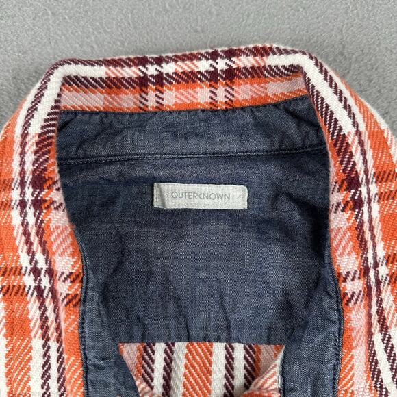 Outerknown Blanket Shirt Women’s M/L Orange Plaid Button Up Heavyweight - Picture 3 of 16
